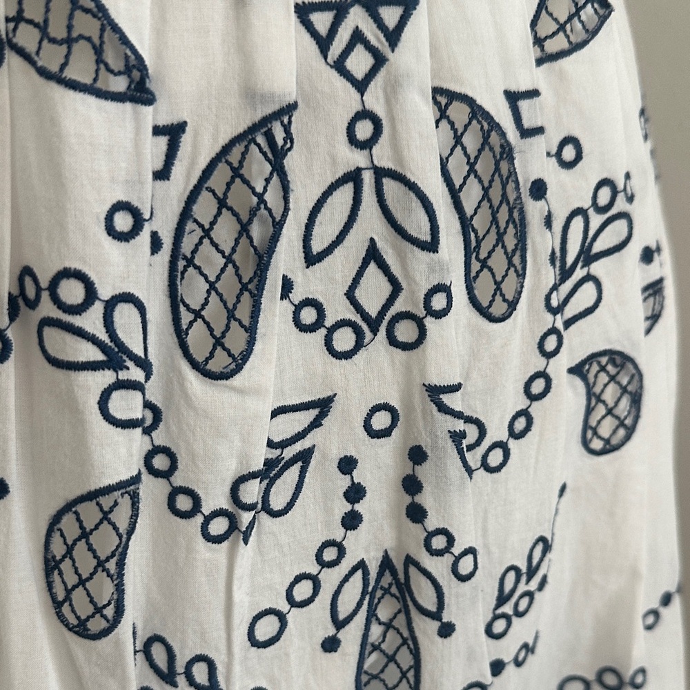 Parker White Dress with Navy Embroidery - Picture 5 of 11